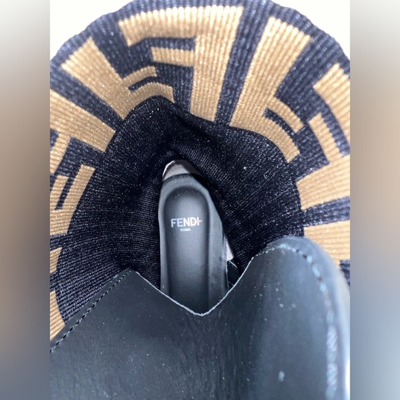 Fendi Rockoko Leather & Knit Combat Boots - Picture 7 of 8